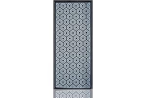 GBS BROTHERS GBS Premium Foldable Rugs, Indoor/Outdoor Reversible Weatherproof Polypropylene Mat - Perfect for Camping, Beach, Garden, Kitchen, Hallway Rug - Lightweight Plastic Straw Area Rug 75x180 cm (Black)