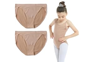 UILYNIU 2 Packs Seamless Ballet High Cut Briefs Underwear Knickers Nude Flesh,Dance Pants Ballet Briefs, Knickers Cotton,Gymnastics Underpants Knickers Seamless for 5-10 year old girls