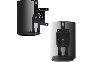 shinar Métal Lot de 2 Supports muraux Compatible avec Sonos Era 100,Sonos One,One SL et Play:1 Orientable jusqu'à 360°,Inclinable -70°/+70° Rotation sans vis de réglage Noir