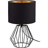 Reality Lampe De Table Chuck Noir/Or Métal Et Tissu 1xE14 - Design Élégant Moderne