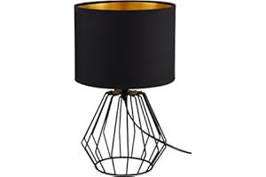 Reality Leuchten RL LIVE YOUR LIGHT Tischleuchte Chuck R50931002, Metall schwarz matt, Stoffschirm schwarz, exklusiv 1x E14