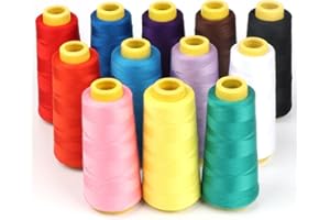 ilauke 12tlg. mehrfarbige Overlockgarn Nähgarn 40/2 Overlock Garn je Kone 1376 Meter (1505 Yard) 100% Polyester und Umweltfreundlich (12 new)