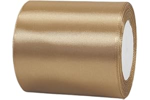 HONGCI Cinta Champagne Oro Ancha 100mm, 22m Cinta de Satén Cinta Regalo Cinta Tela,Cinta de Lazo,Cinta de Globos,Cinta para Envolver Regalos,Navidad,Coche,Manualidades,Boda Cumpleaños Fiesta Decoración Cinta
