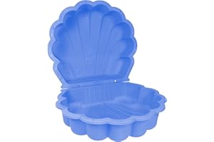 Ondis24 Bac à sable en forme de coquillage - 2 pièces - En plastique - Avec couvercle (87 cm, bleu)