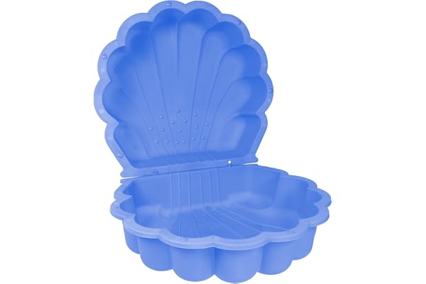 Ondis24 Lot de 2 bacs à sable en forme de coquillage, en plastique, avec couvercle (87 cm, bleu)