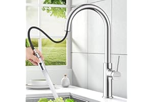 bedee Robinet Cuisine avec Douchette Extractible, Mitigeur Cuisine Rotatif à 360° avec 2 Modes de Pulvérisation, Robinet de Cuisine en Acier Inoxydable, Mitigeur Evier Eau chaude et froide réglable