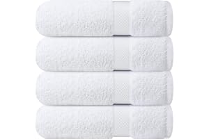 Infinitee Xclusives White Bath Towels Set of 4 (70x140 cm) - 100% Cotton, Super Absorbent, Quick-Dry Towels for Bathroom, Spa, Gym & Hotel