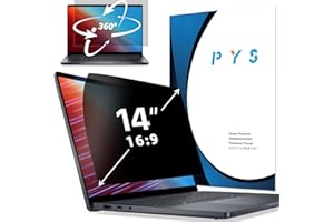 PYS 360° Privacy Screen Protector 14 inch 16:9 Laptop Monitor Anti Glare Blue Light Filter Anti Fingerprints for Hp/Dell/Acer/Lenovo/ThinkPad/Samsung/Asus/Sony