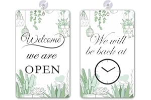 Remarkabel Open and Closed Sign with Suction Cups“We Will Be Back - Welcome We are Open” Modern Minimalist Plastic Sign, 11.69" x 8.27", Green