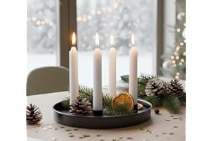 ‎KAMACA KAMACA Adventskranz rund 25 cm aus Metall mit Magnet-Kerzenhaltern flexibel arrangierbarer Kerzenhalter für Stabkerzen bis 2,3 cm Advent Weihnachten (Magnet Kerzentablett für Stabkerzen 25 cm schwarz)