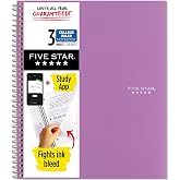 Five Star Spiral Notebook, 3 Subject, College Ruled Paper, 150 Sayfa, 11" x 8-1/2, Mor (38746)