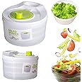 OLIYA 3L Salad Rotator Vegetable Washing Machine Fruit and Vegetable Bowl Foldable Salad Rotator Vegetable Dryer Set with Cover for Kitchen Tools Salad Dryer Salad Shooter Small Salad Rotator
