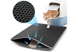 ROELLY Tapis Litiere Chat, Tapis Chat Litiere pour Chat 60 * 45 cm, Tapis de Litière pour Chat en Nid D'abeille Imperméable Eva, Amovible et Lavable,pour Les Ordures, Collecte de Litière pour Chat