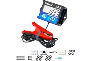 YOOREAL Tacómetro digital horario de mantenimiento tacómetro máximo tacómetro con clip retroiluminación cortadora de césped impermeable generador de motocicletas soplador de nieve