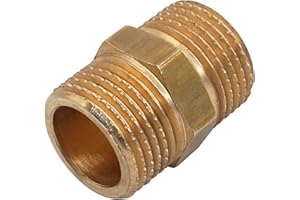 SKIR'CO (2 pz) Ottone Esagonale Nipplo Raccordo 3/8" x 3/8" Filettatura Esterna, Ottone Raccordo Tubo Maschio BSP