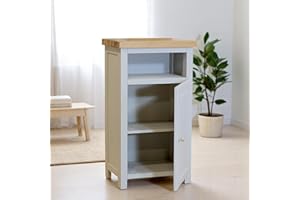 GROFurniture Cashmere Grey Slim Cabinet, Bathroom Storage Cabinet, Oak Painted Cupboard, Hallway Storage Unit, Storage Cupboard, Bathroom Unit or Kitchen storage unit