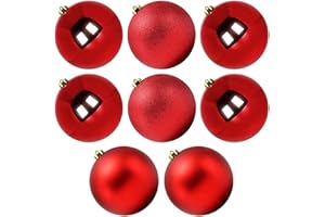 Benjia Weihnachtskugeln Groß Aussen, Dekokugel Wetterfeste Riesen Große Gross XXL Outdoor Draußen Draussen Kunststoff Weihnachtskugel Christbaumkugeln Kugeln Weihnachten (15cm/8STK, Rot)