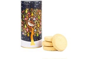 THE SILVER CRANE COMPANY Cylinder Christmas Biscuits Tin - Traditional Scottish Shortbread Gift Set, Festive Filled Tins of Biscuits - Novelty Christmas Gifts - Luxury Biscuit Gift Sets for Women & Men, Navy