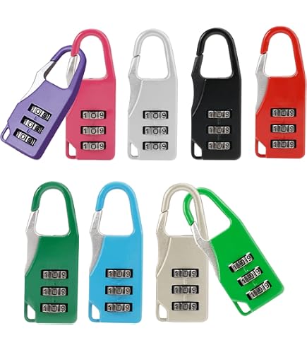 Bymivofun Lot 8 Mini Cadenas à Combinaison 3 Chiffres - Serrures Pour Valises, Sacs à Dos Et Bagages - Blanc Et Noir
