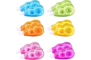 Elepl 12 Pcs Ruban Correcteur Mini Pocket Souris Correcteur Blanc pour Fourniture Scolaire École Bureau Correcteur Souris (6 Couleurs)