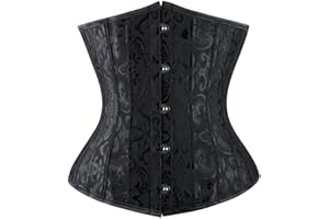 Everbellus Femme Gothique Corset Sein Nu Gaine Ventre Plat Minceur Lingerie avec Ruban Lacet Style Victorien Médiéval
