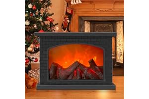 YURAGIM Led Kamin Deko Weihnachten, Kamin Lamp, Elektrische Kamine mit Flammeneffekt USB Wiederaufladbare Kaminfeuer Deko Elektrokamin Ohne Heizung Kaminlaterne für Weihnachtsdeko Tischkamin Ornament Hause