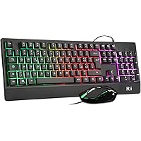 Rii Gaming RK400+ (Layout ITALIANO) - Set Tastiera e Mouse da Gioco, retroilluminazione a LED 7 colori (arcobaleno), Anti-Gho