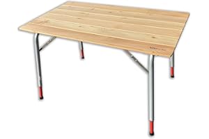 CASTELMERLINO 028-T Tavolo Pieghevole GAMBE TELESCOPICHE Outdoor Camping Terrazzo Piano in Larice cm 100 x 60