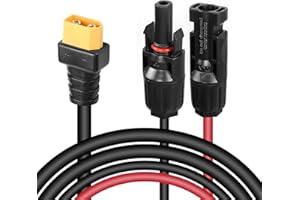 CERRXIAN 6FT Conector solar a XT60 Adaptador Cable de extensión, 14AWG XT60 Macho a Panel solar Cable de alimentación para batería RV Estación de energía portátil Solar (male)