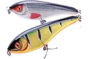 TSURI 2 Leurres Jerkbaits à Brochet - 9 cm 21 g - Couleur Réaliste pour la Pêche en Eau Douce - Idéal pour Brochet, Sandre, Perche et Carnassiers (9CM 21GR - COULANT (JERKBAITS À BROCHET))