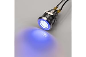 ‎METZLER-TRADE 12mm - LED-Kontrollleuchte - V2A Edelstahl - 6V-24V - Wasserdicht – Blau
