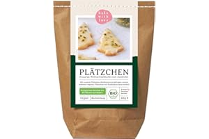 BAKE WITH LOVE Plätzchen Bio Backmischung | Weihnachtsplätzchen Kekse mit Zuckerguss zum Ausstechen | veganes Weihnachtsgebäck