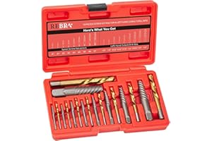 BRYZE Screw Extractor Set, 37# Cr-Mo & 6542 HSS Steel Cobalt Left-Hand Drill Bit, Easy Out Broken Bolt Remover Reverse, Ez Out Stripped, Rounded-Off, Damaged Bolts, Screws&Studs Removal Tool (18-Pieces)