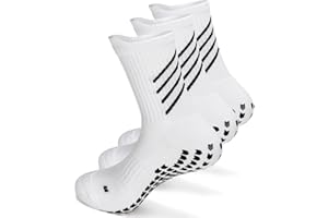HIKERHEAVENLAR Anti-slip Grip Football Socks for Men Women, Cushioned, Cotton, Breathable Sliper Sock Non-slip Aheletic Socks for Rugby Soccer Yoga Gym 5-8 8-13