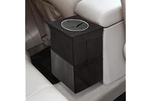 BEICARIN Samochodowy kosz na śmieci z pokrywką – do zawieszenia, z kieszeniami do przechowywania, składany i przenośny, zabezpieczony przed wyciekiem, organizer samochodowy, duża pojemność: 7 l, uniwersalny