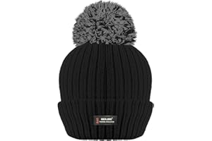 RockJock Ladies Womens Winter Pom Pom Ribbed Beanie Hat with R40 Advanced Thermal Insulation