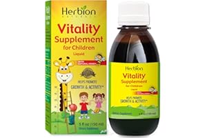 Herbion Naturals Vitalität Zuschlag für Kinder Tasty Energy Booster, fördert das Wachstum, Appetit, hilft bei Erschöpfung, verbessert die geistige und körperliche Leistungsfähigkeit, 5 Flüssigunzen