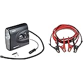 amazon basics Compact Portable 12V 150 PSI Digital Tyre Inflator with Carrying Case & amazon basics Jumper Cable 10 Gauge, 12