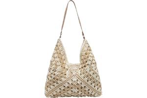 Macayda Strohtasche Damen Geflochtene Tasche, Sommer Korbtaschen Damen Mittelgroß Basttasche Boho Stroh Woven Bag Flechttasche für Strand Reisen Urlaub