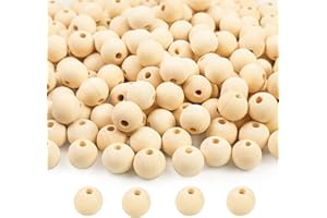 HFBOBP 50 Stück 20mm Holzperlen zum Auffädeln mit Bastelseilen, Runde Holzperlen Natur, Unbehandelte Perlen Holz für basteln DIY Schmuck Armband Halskette Dekorationen