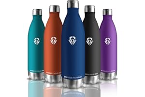 Grsta Borraccia Termica, 1 litro Senza BPA, Palestra Senza Perdite, Ciclismo per Bevande Fredde o Calde, Metallo per Sport, Fitness, Trekking, Yoga, Blu Scuro