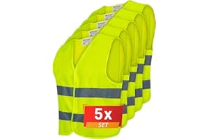 Proof Comfort & Safety Reflective Vest, Car Reflective Vest, Light Vest, Bicycle Vest, Reflective Safety Vest, Accident Vest, Breakdown Assistance, Pack of 5, Bright Yellow, XXXL