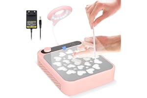 GXPJYCFOB Aspirateur Ongle Professionnelle,Aspirateur Ongle avec Lampe,Aspirateur Table Manucure, 80W Ventilateur d'Aspiration sous Vide pour Ongles,Aspiration Réglable Rose,Materiel onglerie professionnel