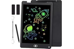 KidsPark LCD Writing Tablet Kids Doodle Scribbler Pad, 12 Inch Colorful Light Drawing Board Learning Educational Toy Portable Handwriting Drawing Pad for Kids Boys Girls Adults, Black