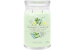 Yankee Candle Candela profumata Signature | Candela profumata al cetriolo e menta in barattolo grande con doppio stoppino, candela a combustione lunga in miscela di cera di soia, regalo perfetto per