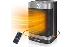 Taylor Swoden Fiery - Stufetta elettrica portatile, Termoventilatore ceramico PTC con telecomando, timer 24 ore, oscillazione a 70°, 4 modalità, 1500W.