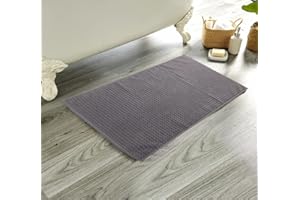 Olivia Rocco LUXE Bath Mat Washable Bathroom Mat Extra Water Absorption Quick-drying 850 GSM Bath Toilet Mats Super Soft Egyptian Cotton Rugs 50x80 cm (Charcoal)