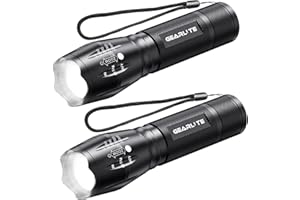 GEARLITE Lampe Torche LED Ultra Puissante 2 Pièces, 2000 Lumens Mini Lampe de Poche Enfant avec 5 Modes, IPX6 Étanche IncassableLampe Torche Tactique Zoomable pour Camping Pêche Randonée Urgences