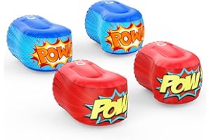 QPAU aufblasbare Kinder Boxhandschuhe, 2 Paare von aufblasbaren Boxkissen, Kinder Spielzeug Geschenk für Jungen Alter 5+, sicherer Spaß für Innen, im Freien, Partei, Spiel