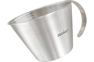 Zenker 44993 Verre doseur d'un litre, verre gradué, verre mesureur, verre gradué de pâtisserie, Acier inoxydable, Argent, 20 x 15 x 10 cm